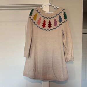 Hanna Andersson Cream Dress with Colorful Tree Design